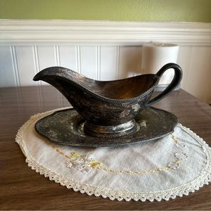 Vintage Benedict EPNS BMM Gravy Boat & Platter Set - Georgian Period Plate 1734